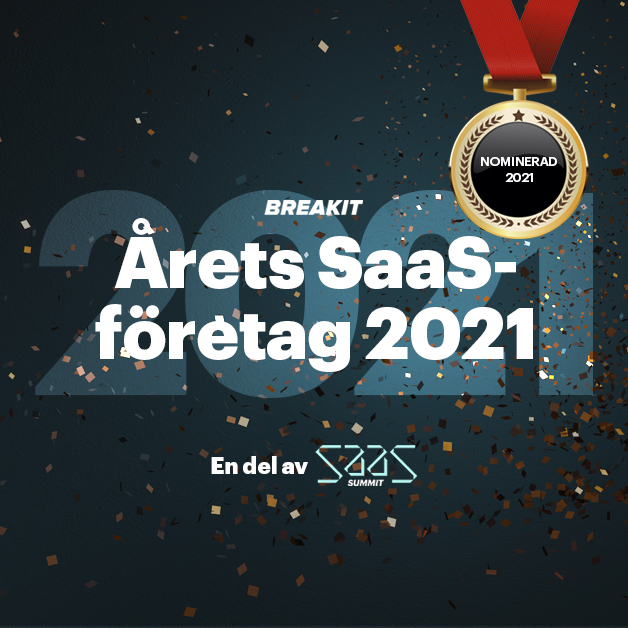 Grafisk bild med nominering som årets SAAS-företag 2021