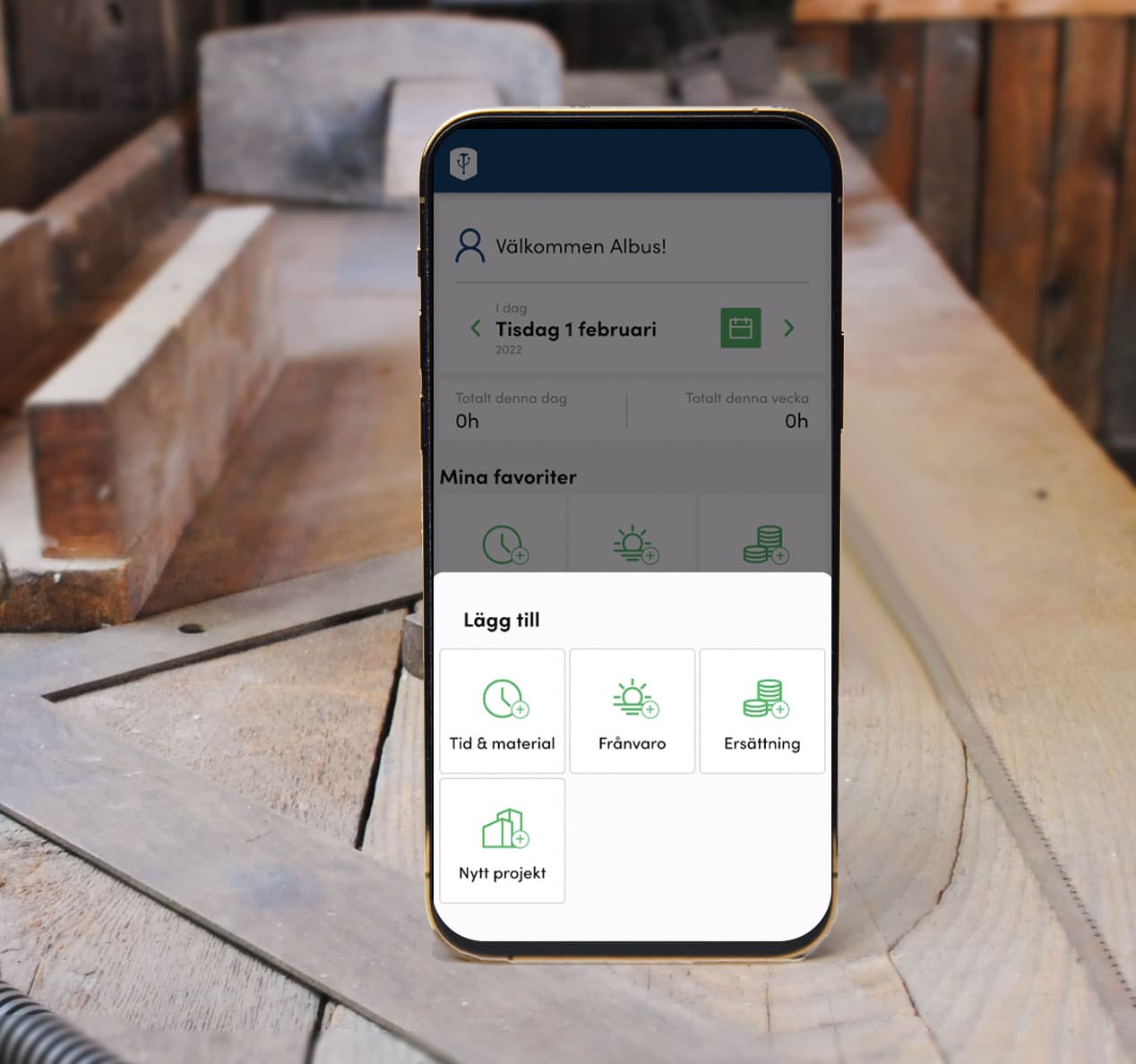 Bild av en mobil med Bygglet systemet i appen